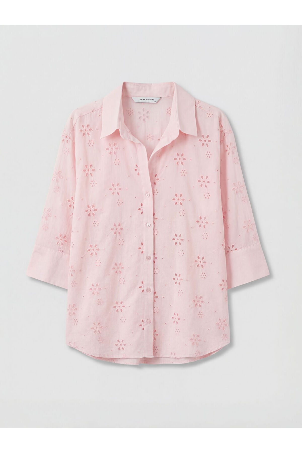 LC Waikiki Pink Openwork Oversize Women's Shirt