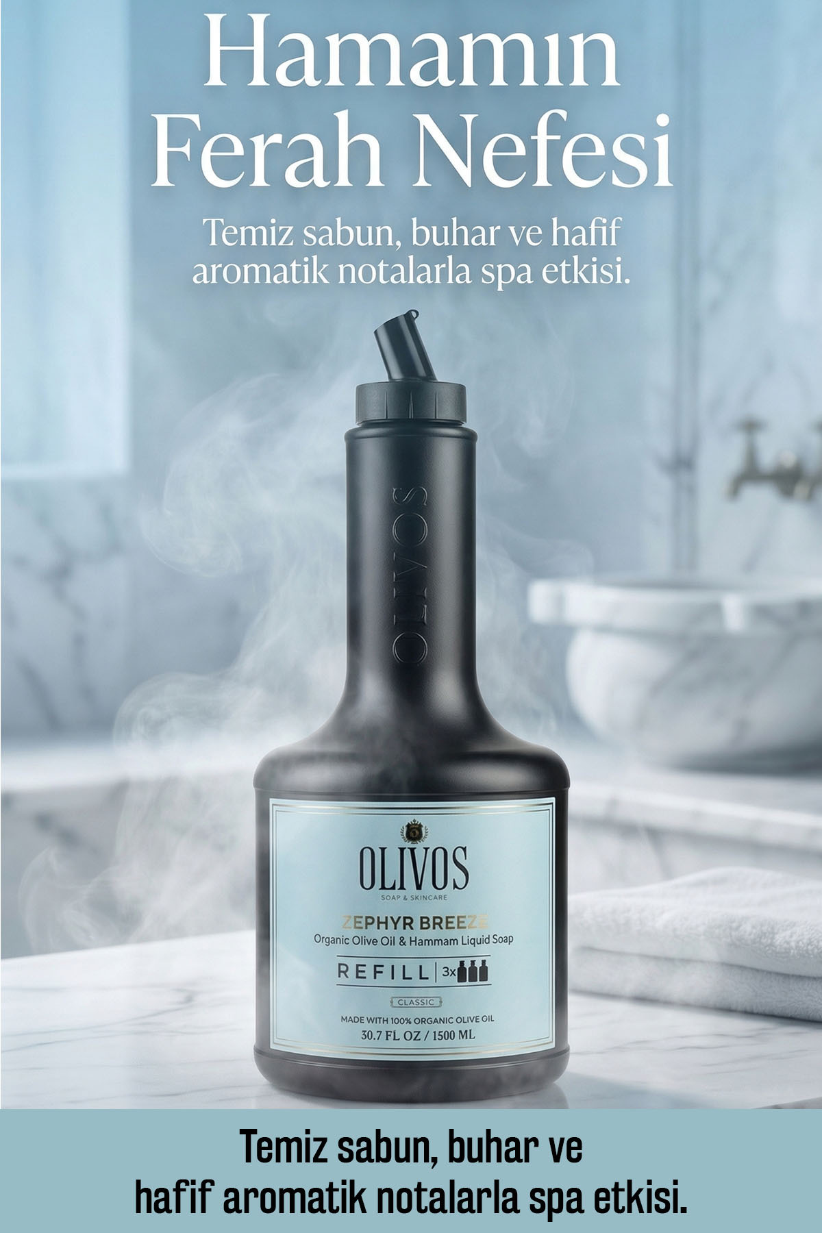 Olivos Zephyr Breeze Zeytinyağlı Hamam Kokulu Sıvı Sabun Refill