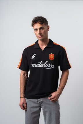 Respire Erkek Matadors Dünya Kupası Regular Fit Polo Yaka Taraftar T-Shirt Siyah