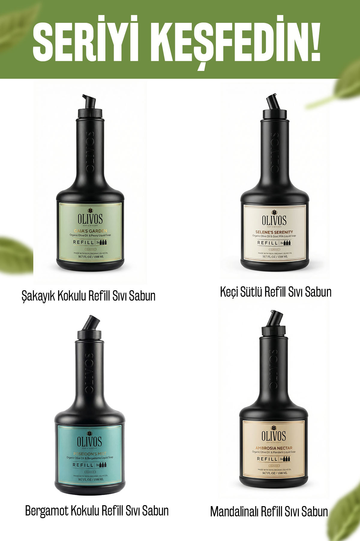 Olivos Zephyr Breeze Zeytinyağlı Hamam Kokulu Sıvı Sabun Refill