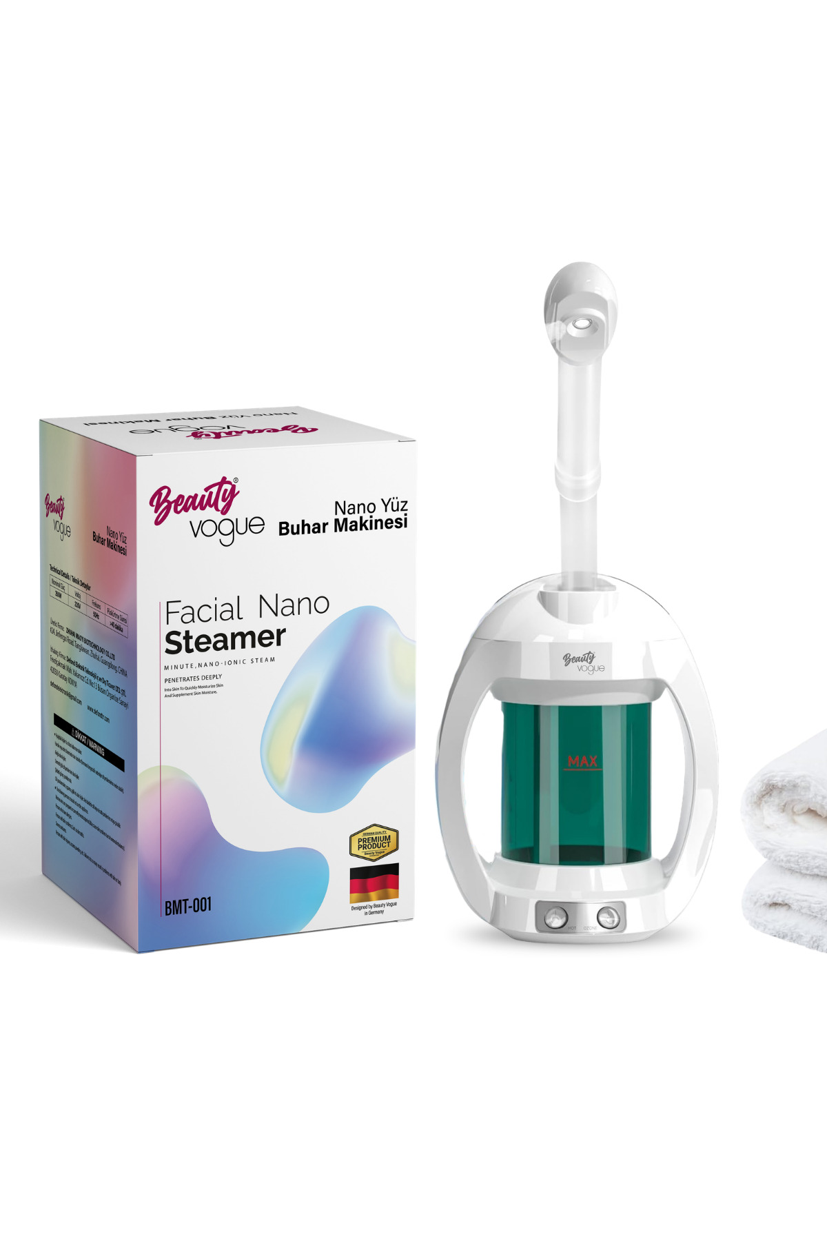 Profesyonel Cilt Bakım Seti: Masaüstü Nano Sıcak Buhar Makinesi BMT001 + C6 Mikro Akım Skin Scrubber — سفید C6+BMT001 — تصویر 4 از 5