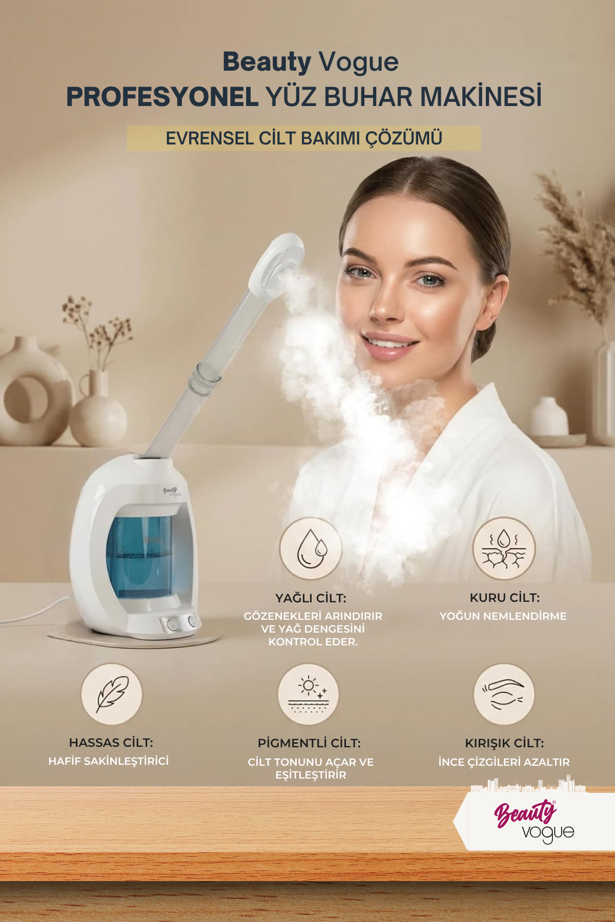 Profesyonel Cilt Bakım Seti: Masaüstü Nano Sıcak Buhar Makinesi BMT001 + C6 Mikro Akım Skin Scrubber — سفید C6+BMT001 — تصویر 5 از 5