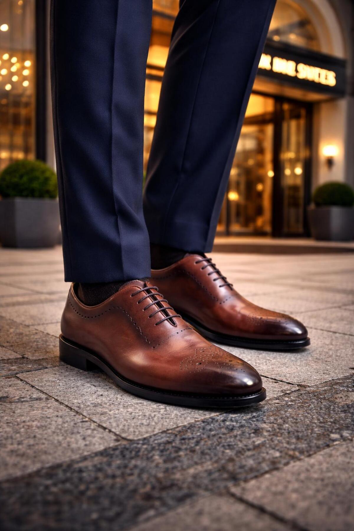 PATRICK CASSA  Erkek Kahve Deri Klasik Bağcıklı Ayakkabı Hafif Rahat Günlük Ofis Kullanım - Görsel 2