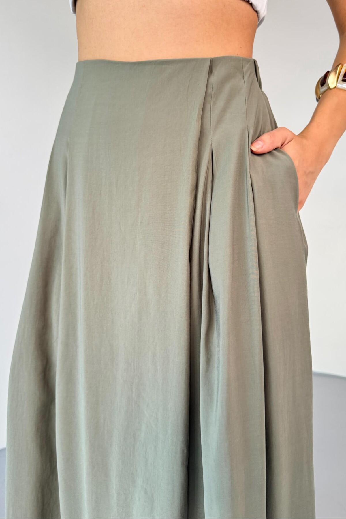 Suziş  PİLE DETAYLI BELİ LASTİKLİ ETEK PANTOLON 51204 - Görsel 8
