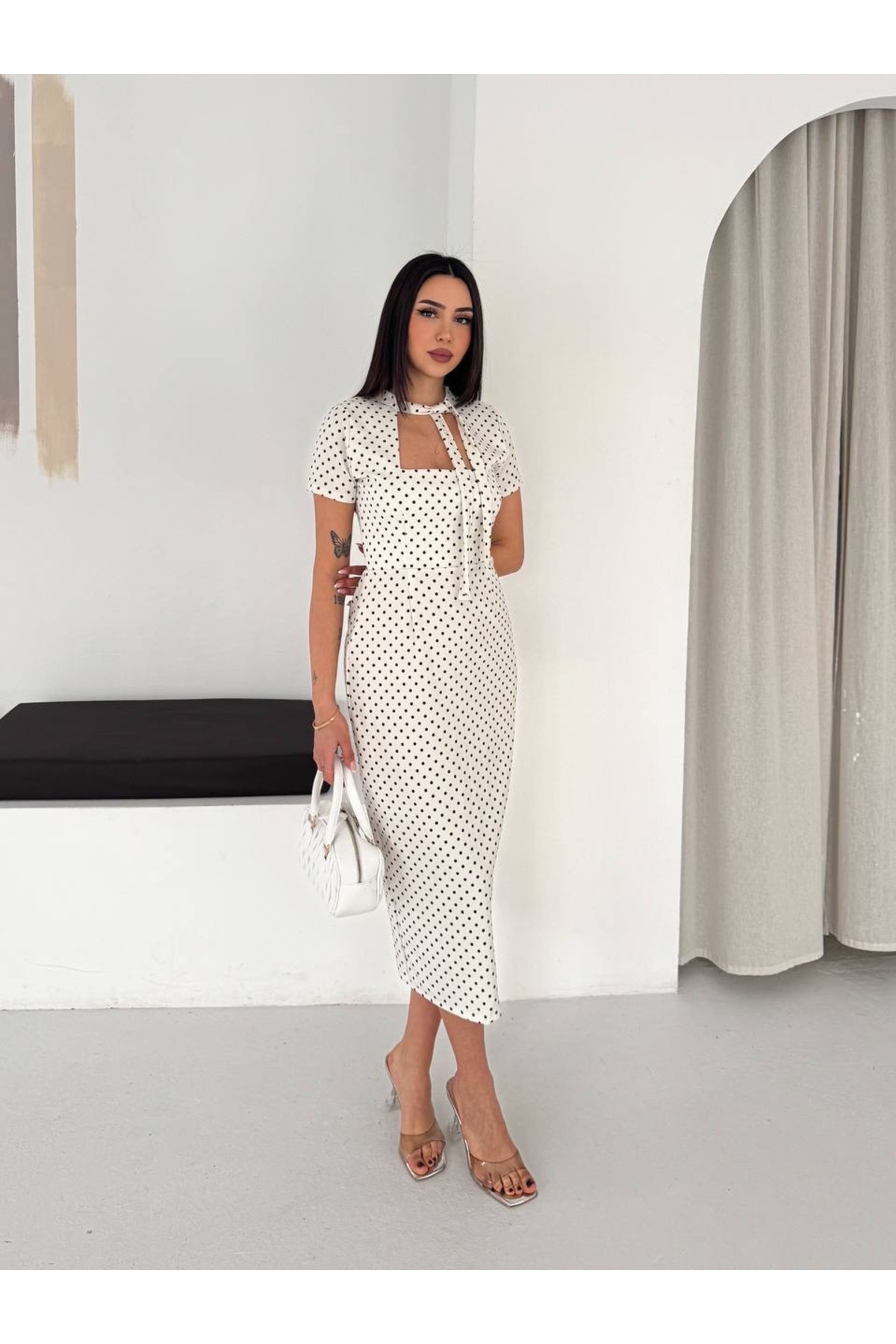 Kiki  Puantiyeli elbise - Görsel 4