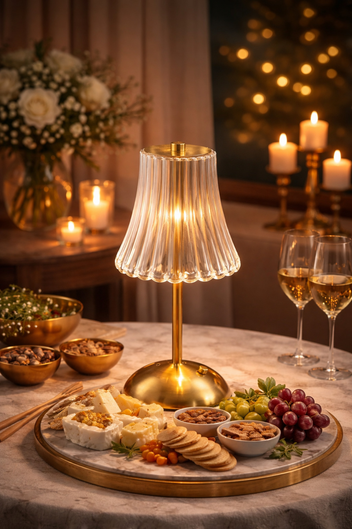 Şarjlı Kablosuz LED Masa Lambası Gold Dokunmatik Abajur Loş Ortam Aydınlatma Gece Lambası