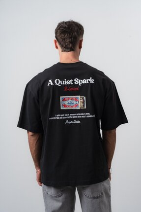 Respire Erkek Spark Nakışlı Oversize T-Shirt Siyah