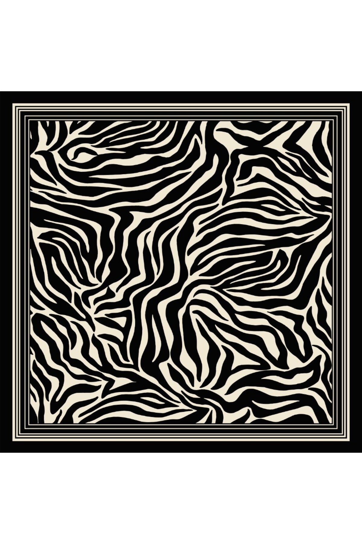 tarzınısec Tarzını Seç Siyah Zebra Fular / Bandana / Aksesuar / Şal / Eşarp 70x70 görsel 2