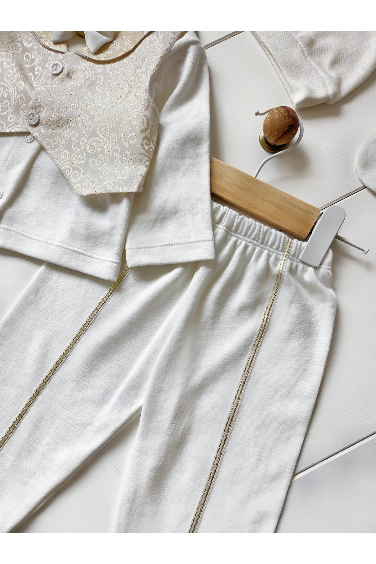 Panfilia Erkek Bebek Yelekli Papyonlu Ayakkabılı Mevlüt Düğün Takımı fotoğrafı 6 (önizleme)