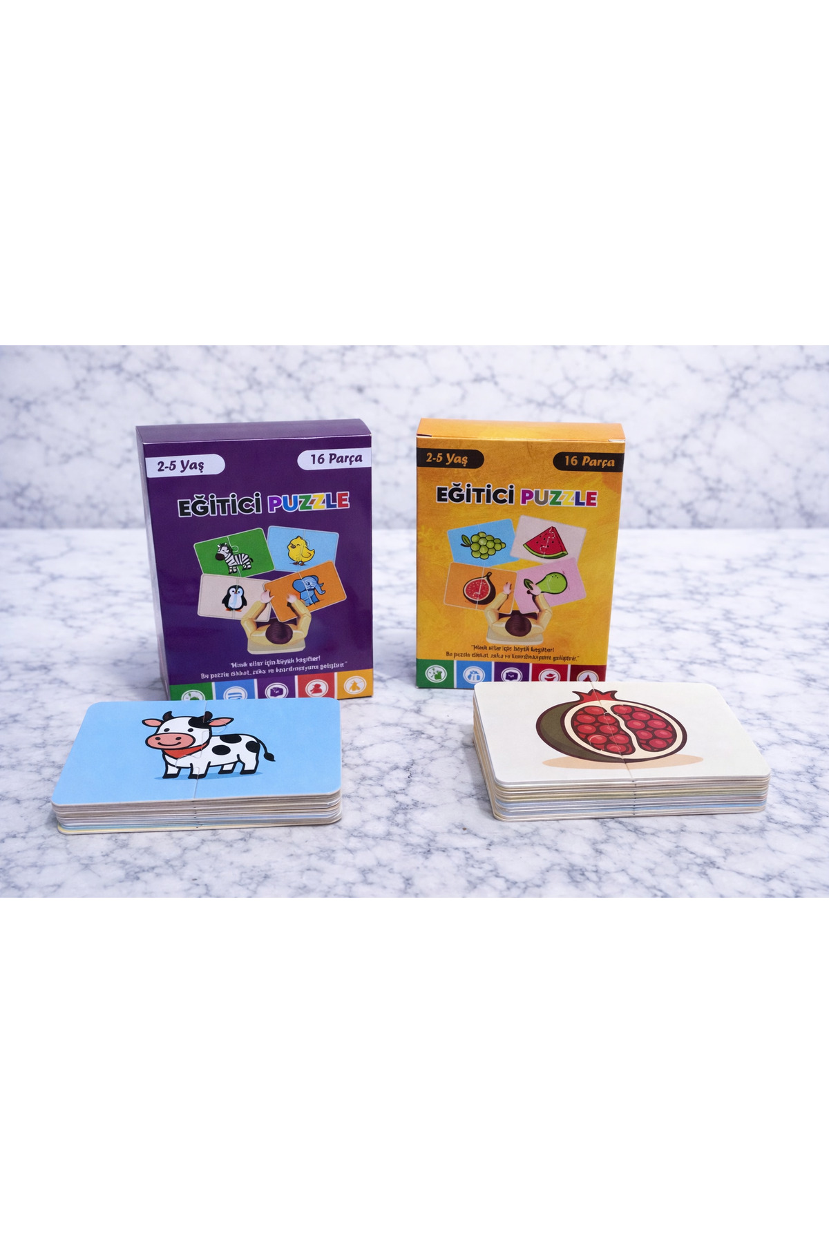 Meröka Öğretici Puzzle İkili Keşif Seti (Meyveler & Hayvanlar