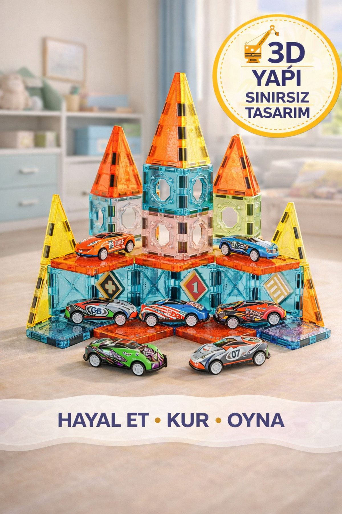 TOYFEST 43 Parça Manyetik Blok Seti – Eğitici Zeka Oyunu, Renkli 3D Yapı Oyuncağı 3+ Yaş I 5.5 cm fotoğrafı 3 (önizleme)