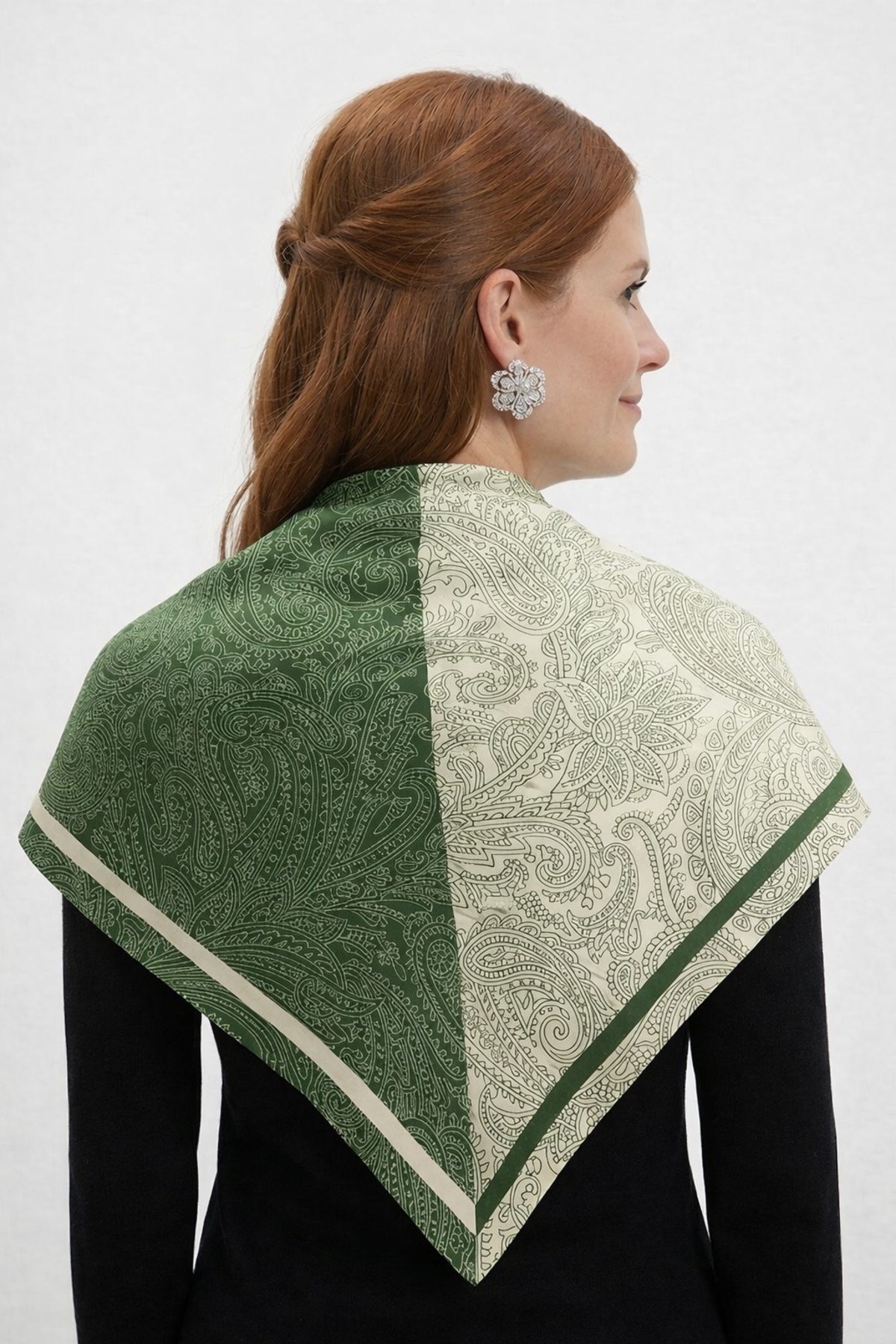tarzınısec Tarzını Seç Yeşil Royal Fular / Bandana / Aksesuar / Şal / Eşarp 70x70 görsel 2