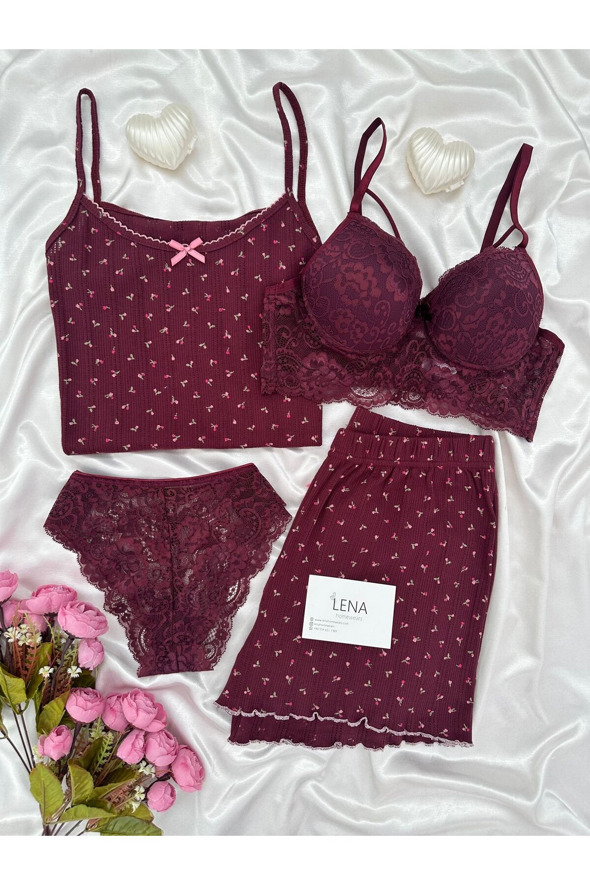 Women's Cotton Shorts Pajamas Set with Underwear