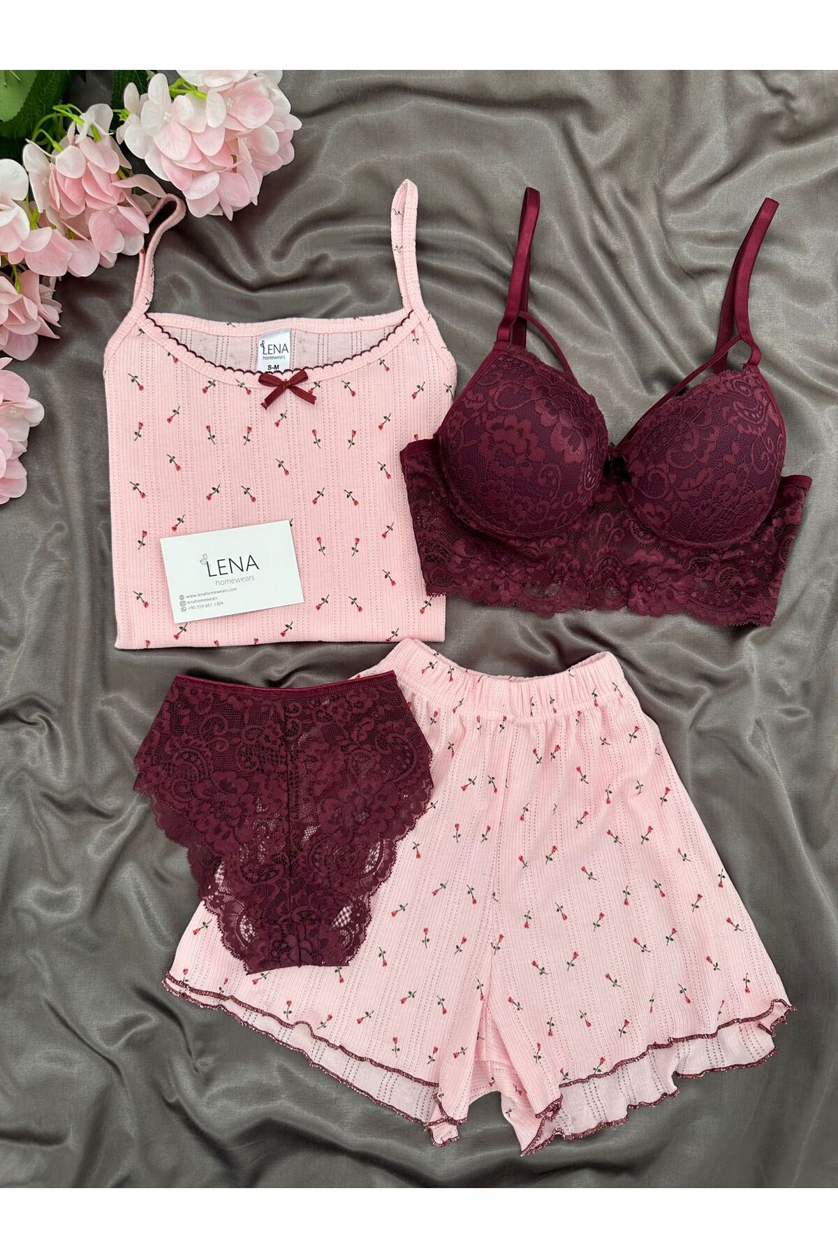 Women's Cotton Shorts Pajamas Set with Underwear
