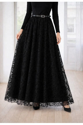 Livaa Flok baskılı Etek içi astarlı kemerli