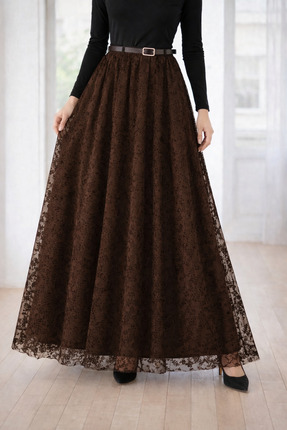 Livaa Flok baskılı Etek içi astarlı kemerli