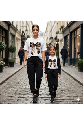 STuran design LEOPAR FİYONK Baskılı Beyaz Oversize Kadın T-Shirt