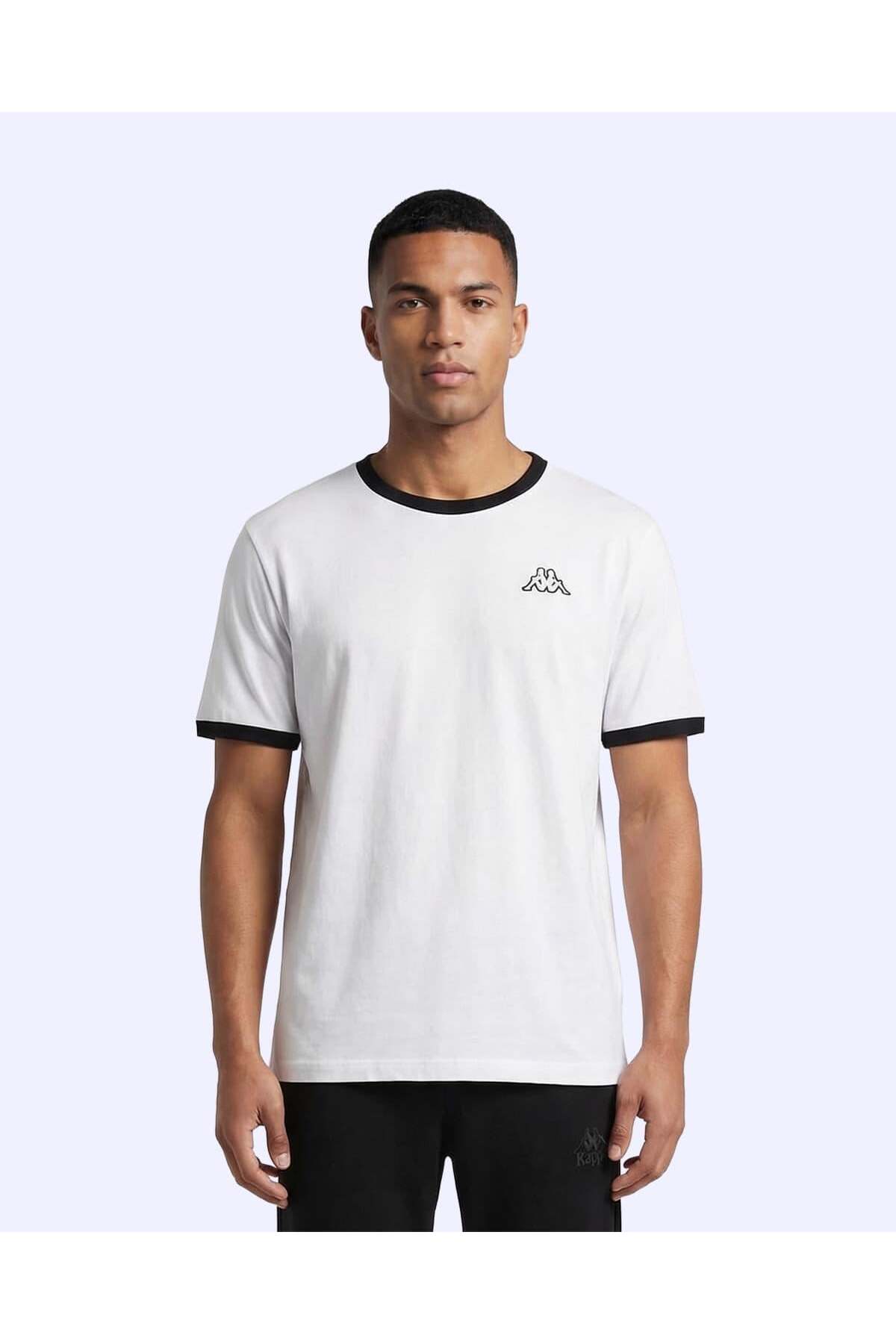 Kappa Logo Pawel Erkek Beyaz-Siyah Regular Tişört görsel 3
