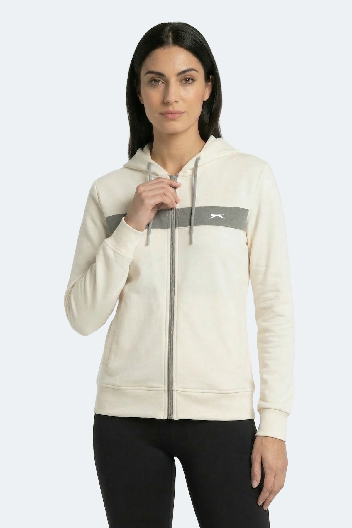 Slazenger KNOTTY I Kadın Kapüşonlu Cepli Ekru Sweatshırt görsel 6