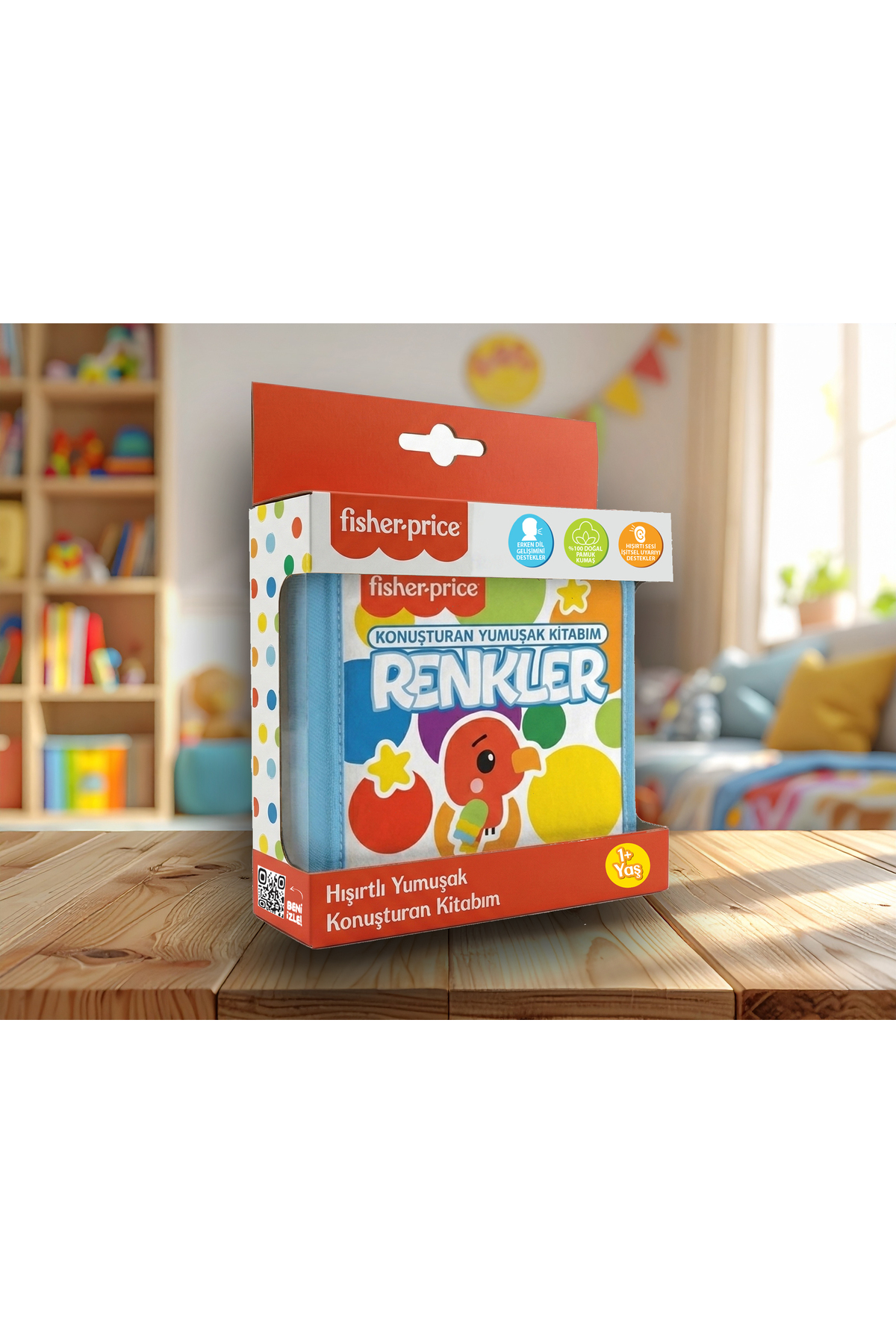 Fisher Price Konuşturan Bebek Kitabı Hışırtılı Sesli, Duyusal, Zeka Gelişim 0-3 Yaş Kitap Eğitim Seti (Renkler) fotoğrafı 3 (önizleme)