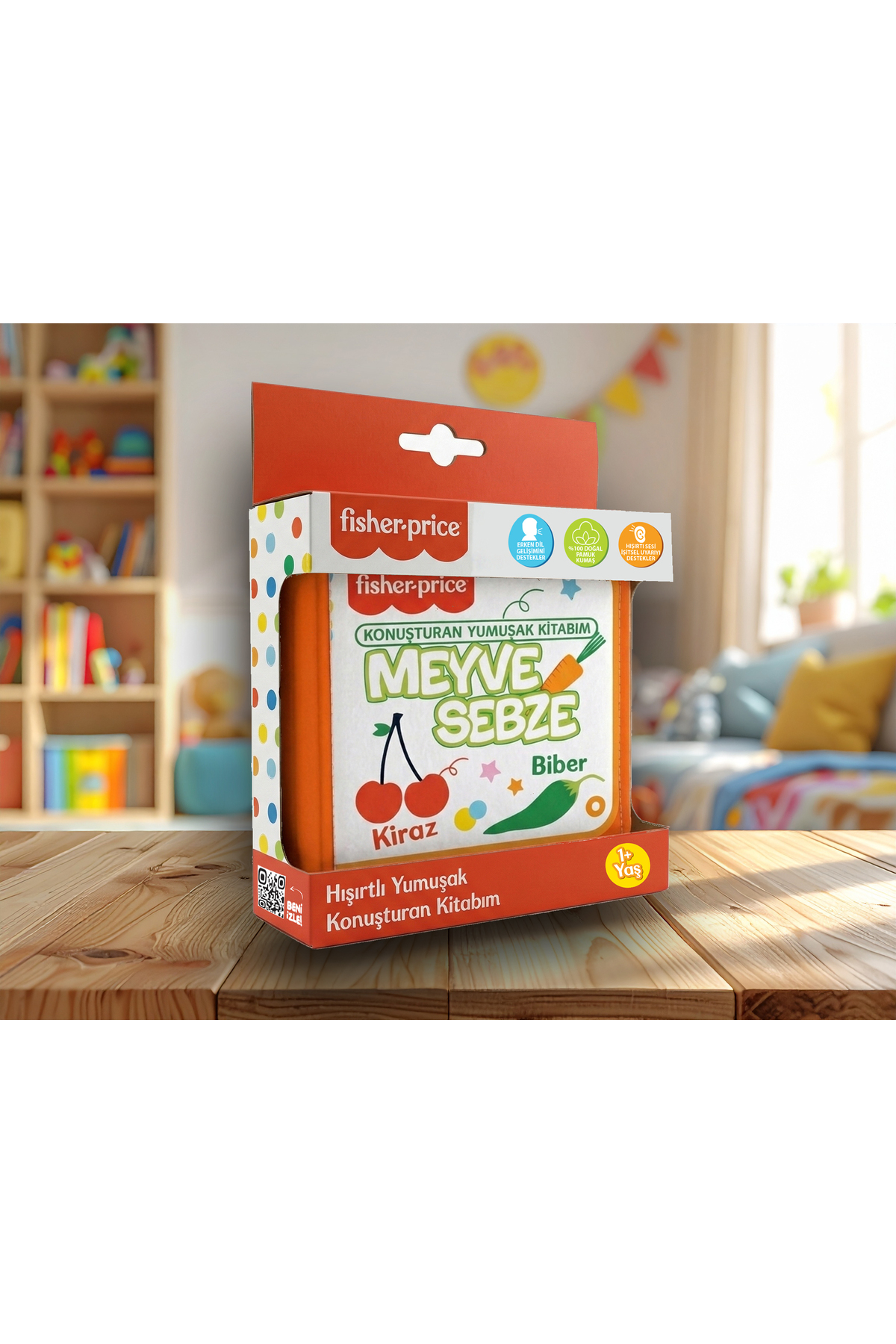 Fisher Price Konuşturan Bebek Kitabı Hışırtılı Sesli, Duyusal, Zeka Gelişim 0-3 Yaş Kitap Eğitim (Meyve,Sebze) fotoğrafı 2 (önizleme)