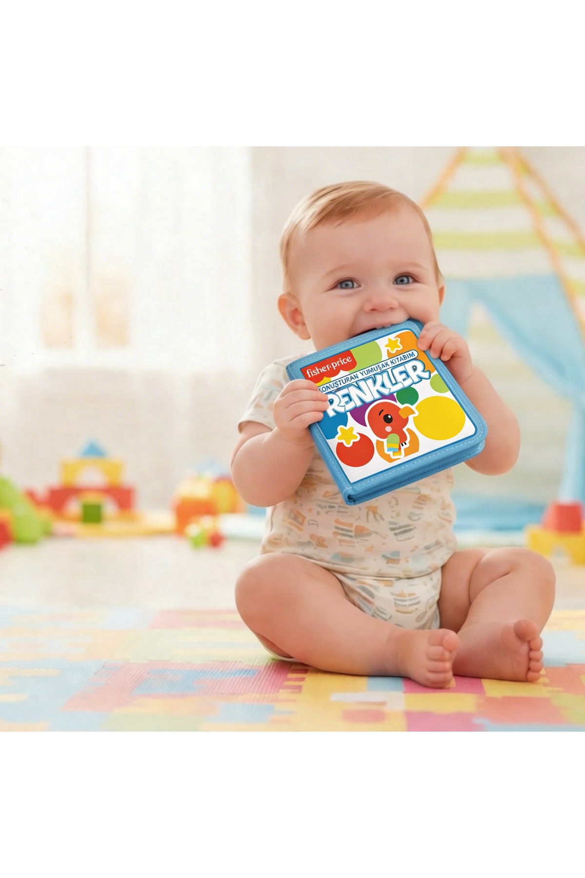 Fisher Price Konuşturan Bebek Kitabı Hışırtılı Sesli, Duyusal, Zeka Gelişim 0-3 Yaş Kitap Eğitim Seti (Renkler) fotoğrafı 6 (önizleme)