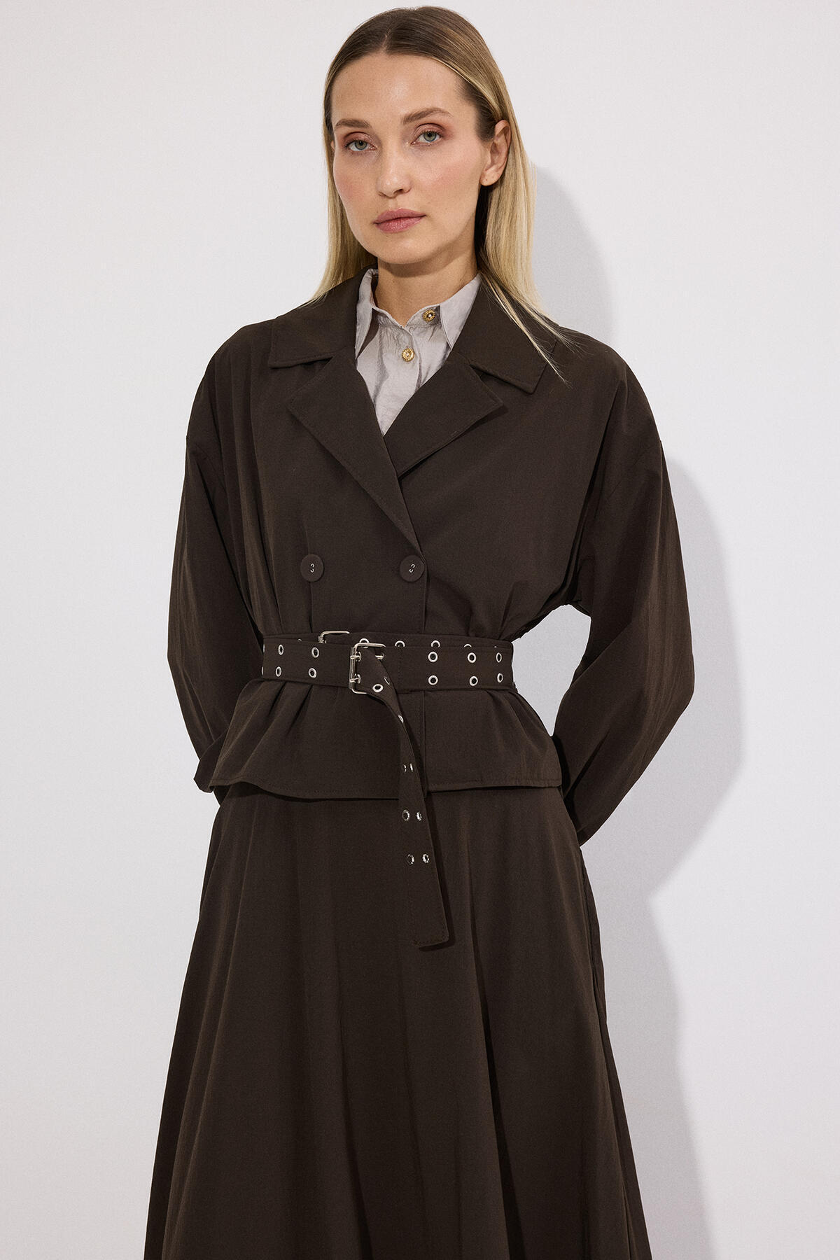 Touche Prive Belted Jacket Skirt Suit
