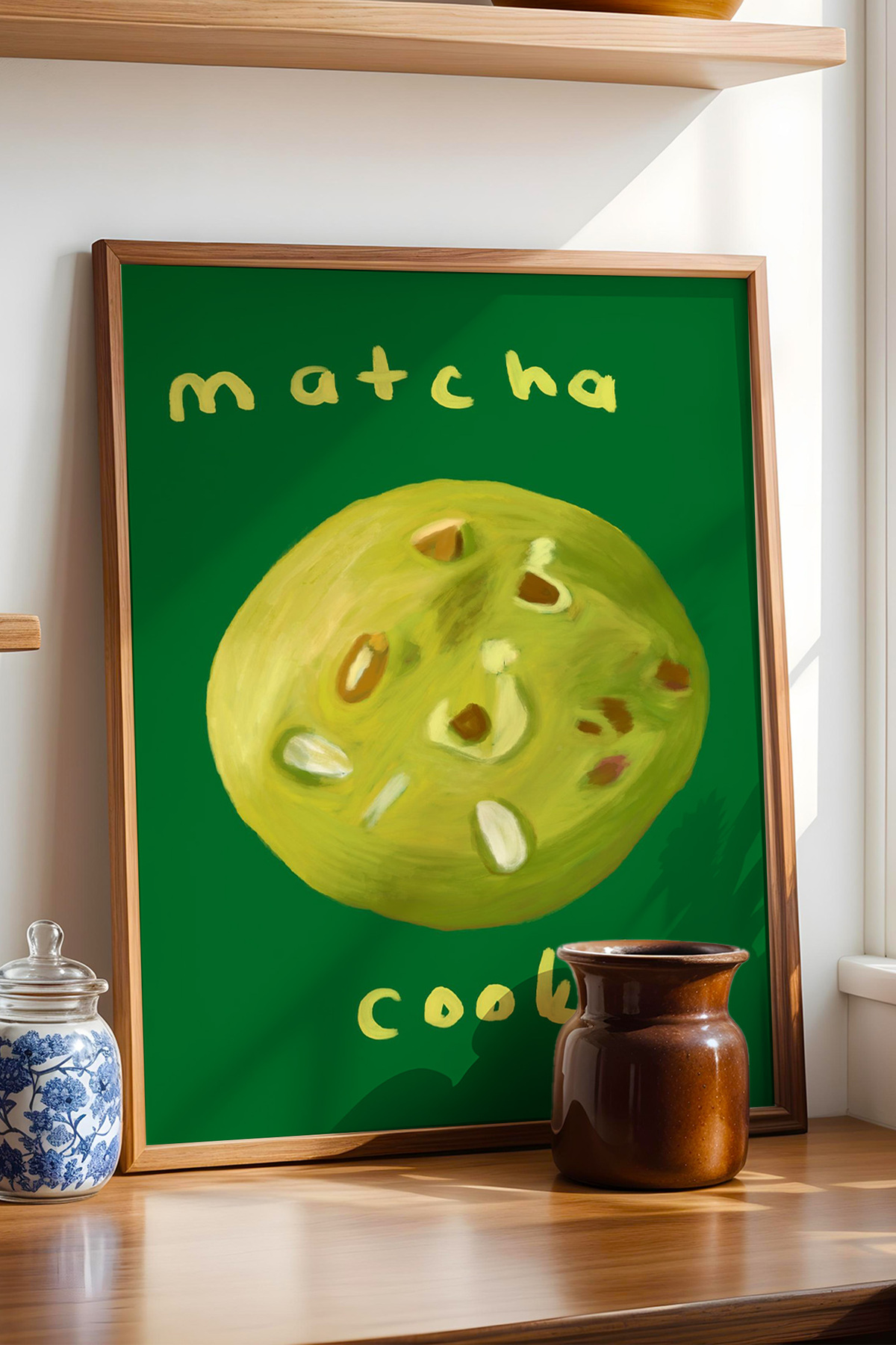 Matcha Cookie Tablo Modern Mutfak Poster Tatlı İllüstrasyon Duvar Dekoru Çerçevesiz