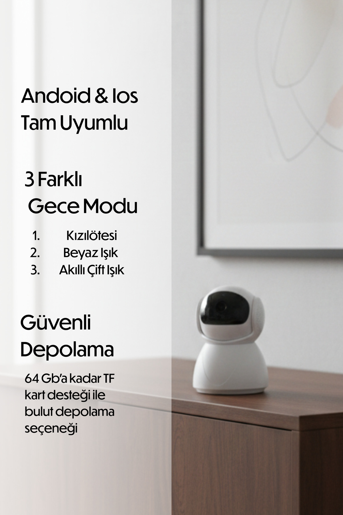 Divex Akıllı Güvenlik Kamerası - Full HD WiFi, 360° Takip, Gece Görüşlü, Bebek Kamerası fotoğrafı 2 (önizleme)
