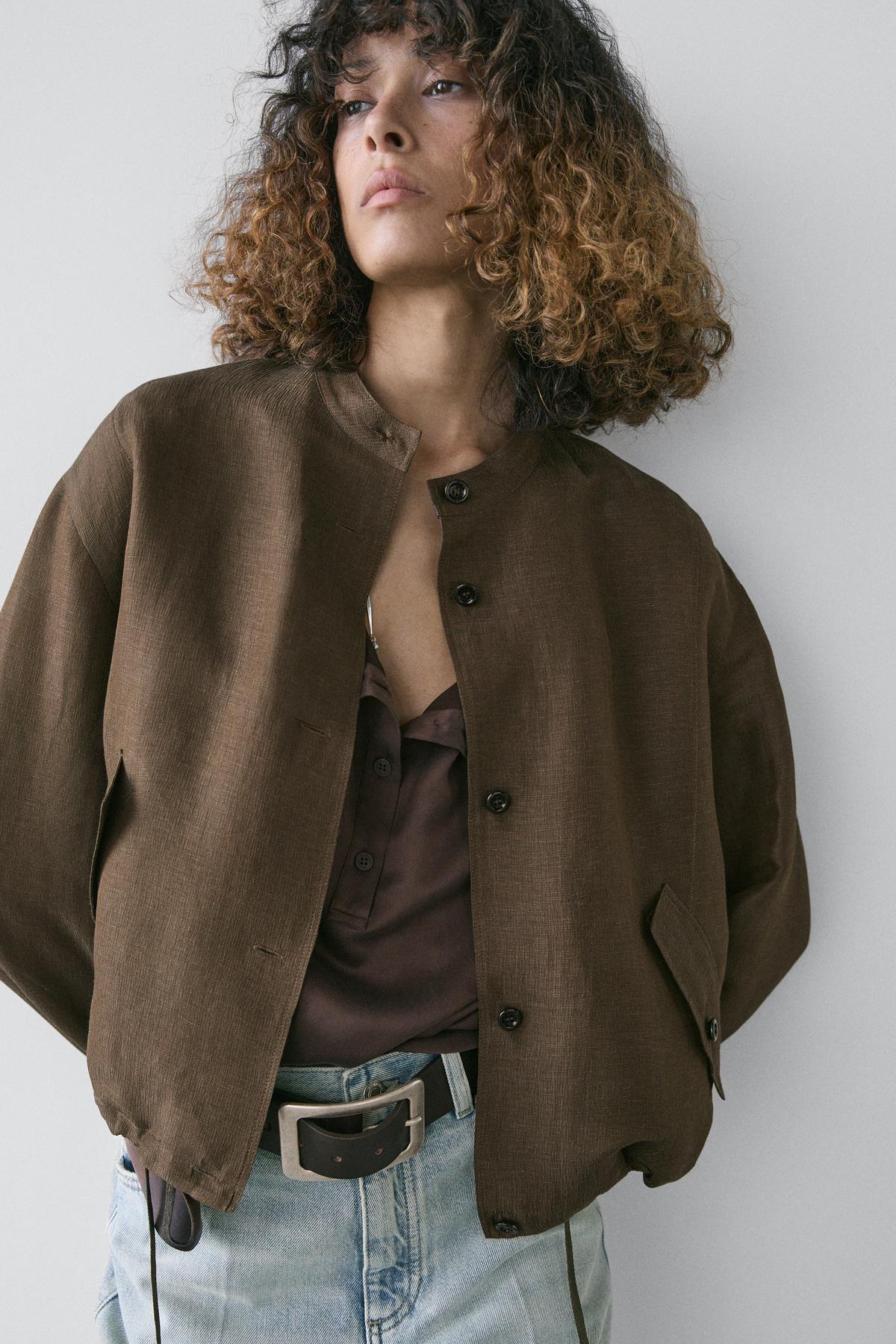 Massimo Dutti  Keten ipek bomber ceket - Görsel 3