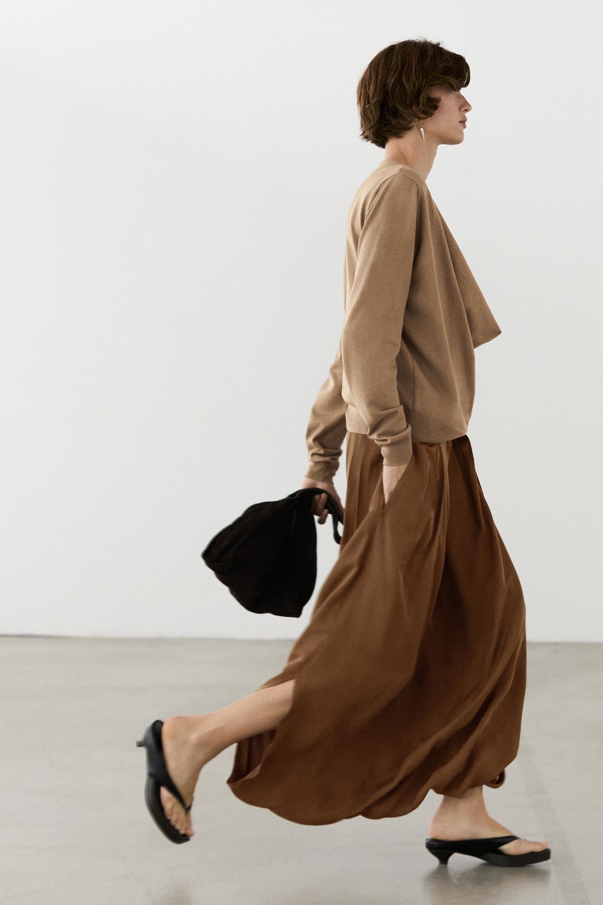 Massimo Dutti  Pamuklu degaje yaka triko kazak - Görsel 4