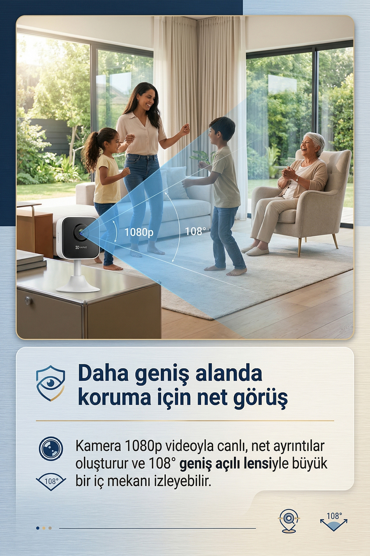 BAFRA LİHGTİNG Akıllı Ev Wi-Fi Kamerası, 2 MP 108° Geniş Açılı, Küp Güvenlik Kamera, Ses-İnsan Algılayan Bebek Kame fotoğrafı 6 (önizleme)