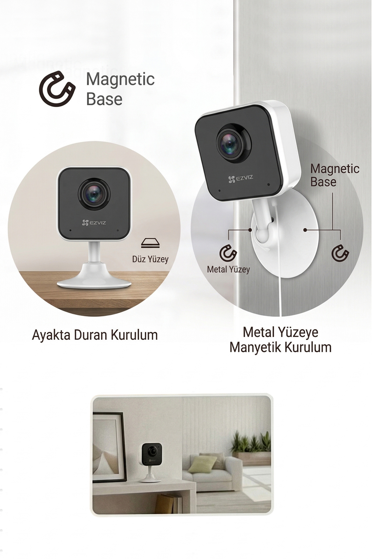 BAFRA LİHGTİNG Akıllı Ev Wi-Fi Kamerası, 2 MP 108° Geniş Açılı, Küp Güvenlik Kamera, Ses-İnsan Algılayan Bebek Kame fotoğrafı 2 (önizleme)