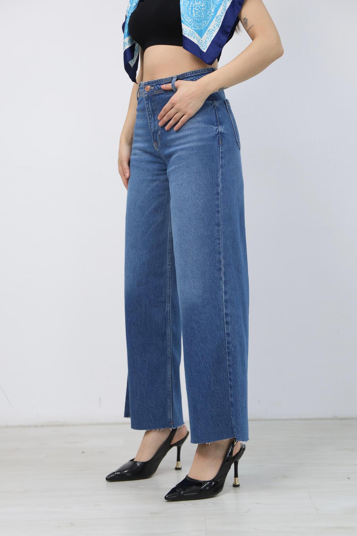 Ucajean  UCA JEAN Kadın Yüksek Bel Geniş paça Wide Leg Jean Pantolon - Görsel 6