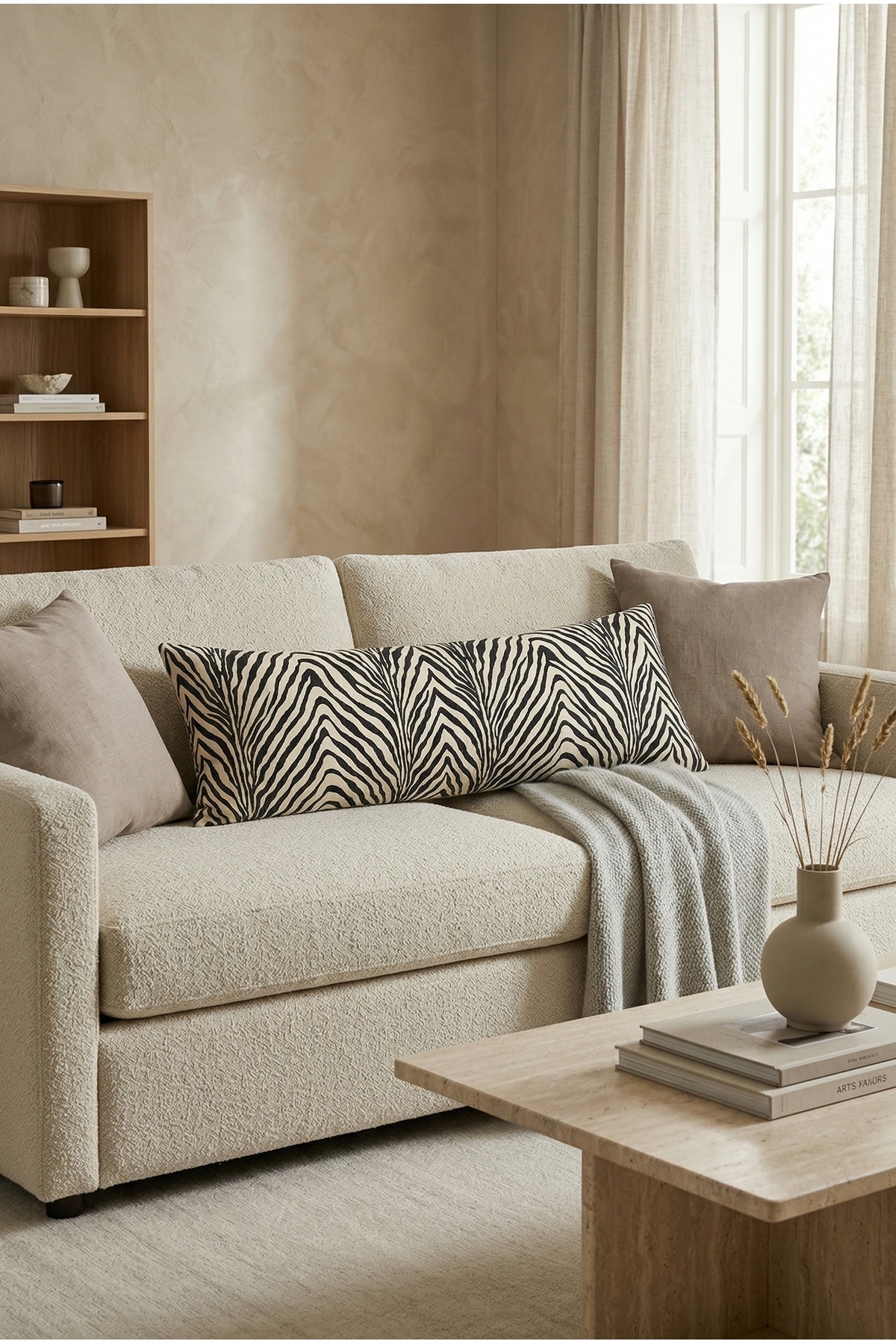 NESCO Zebra Dolgun Uzun Yastık 40x120 cm %100 Pamuk Hamile Yan Yatış Destek Yastığı Dekoratif Yastık fotoğrafı 3 (önizleme)