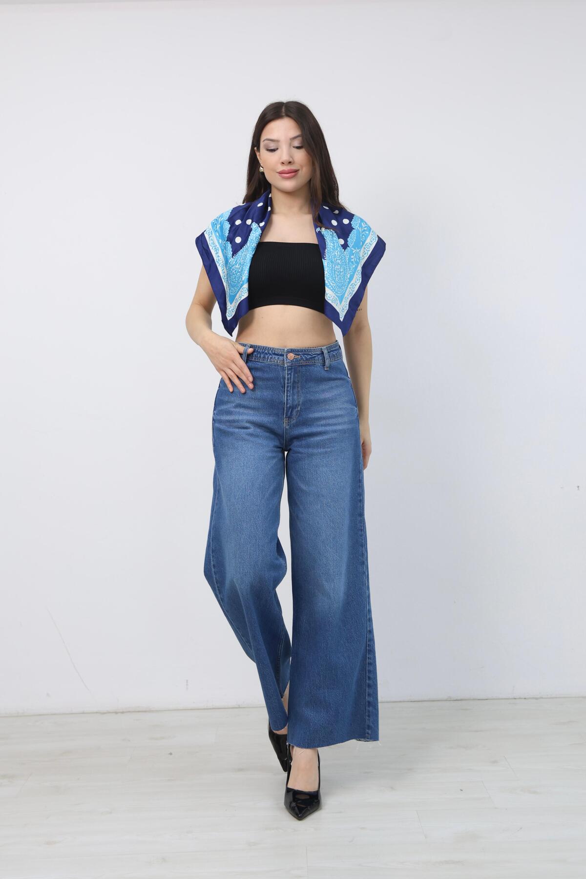 Ucajean  UCA JEAN Kadın Yüksek Bel Geniş paça Wide Leg Jean Pantolon - Görsel 2