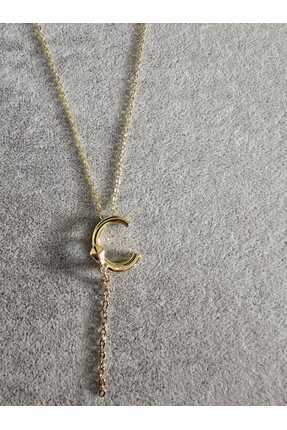 rycollections Stainless Steel Gold Renkli Zirkon Taşlı C Harfli Alya Kolyesi