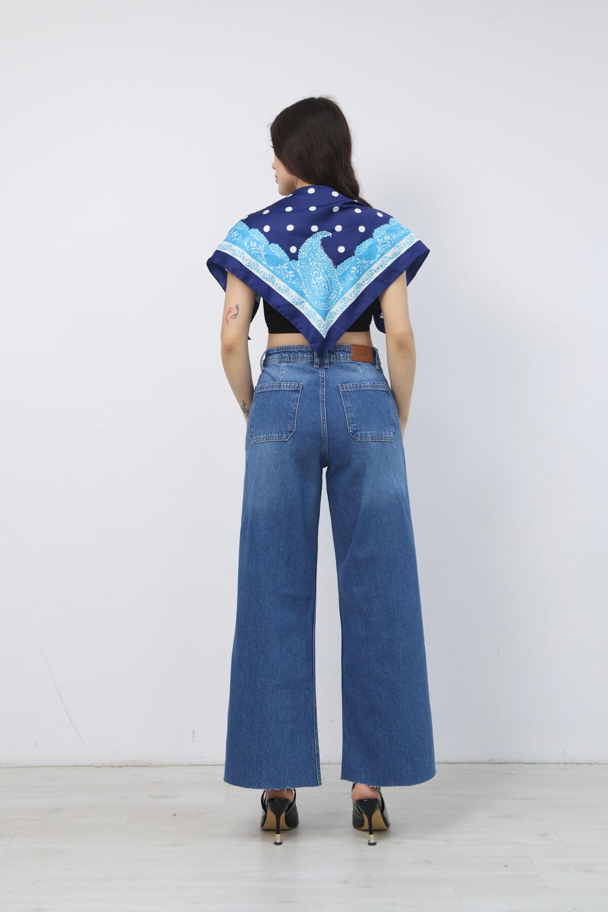 Ucajean  UCA JEAN Kadın Yüksek Bel Geniş paça Wide Leg Jean Pantolon - Görsel 7