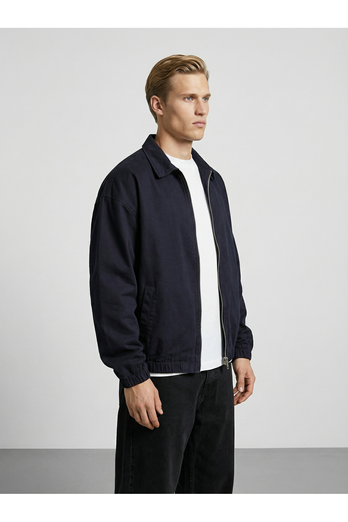 maroni  Erkek bordo pamuklu gabardin kumaş klasik yaka bel ve kol lastikli fermuarlı ceket - Görsel 5