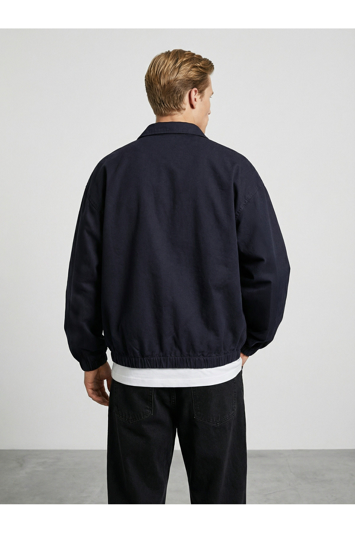 maroni  Erkek bordo pamuklu gabardin kumaş klasik yaka bel ve kol lastikli fermuarlı ceket - Görsel 4