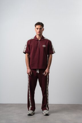 Respire Erkek R Şerit Detaylı Regular Fit T-Shirt Pantolon Takım Bordo