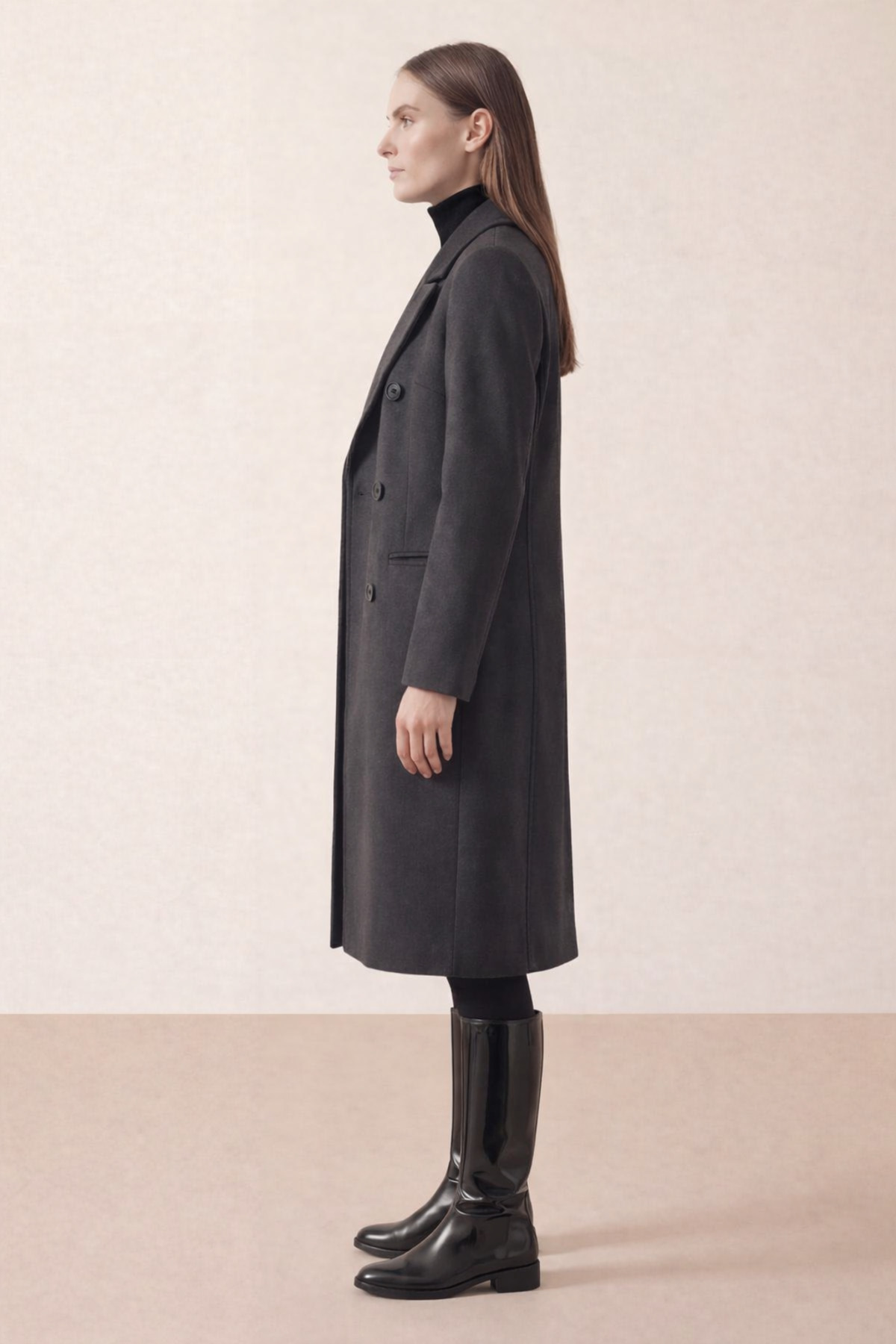 bagis  Bagi's Fleto Cep Kaşe Kaban Siyah - Görsel 3