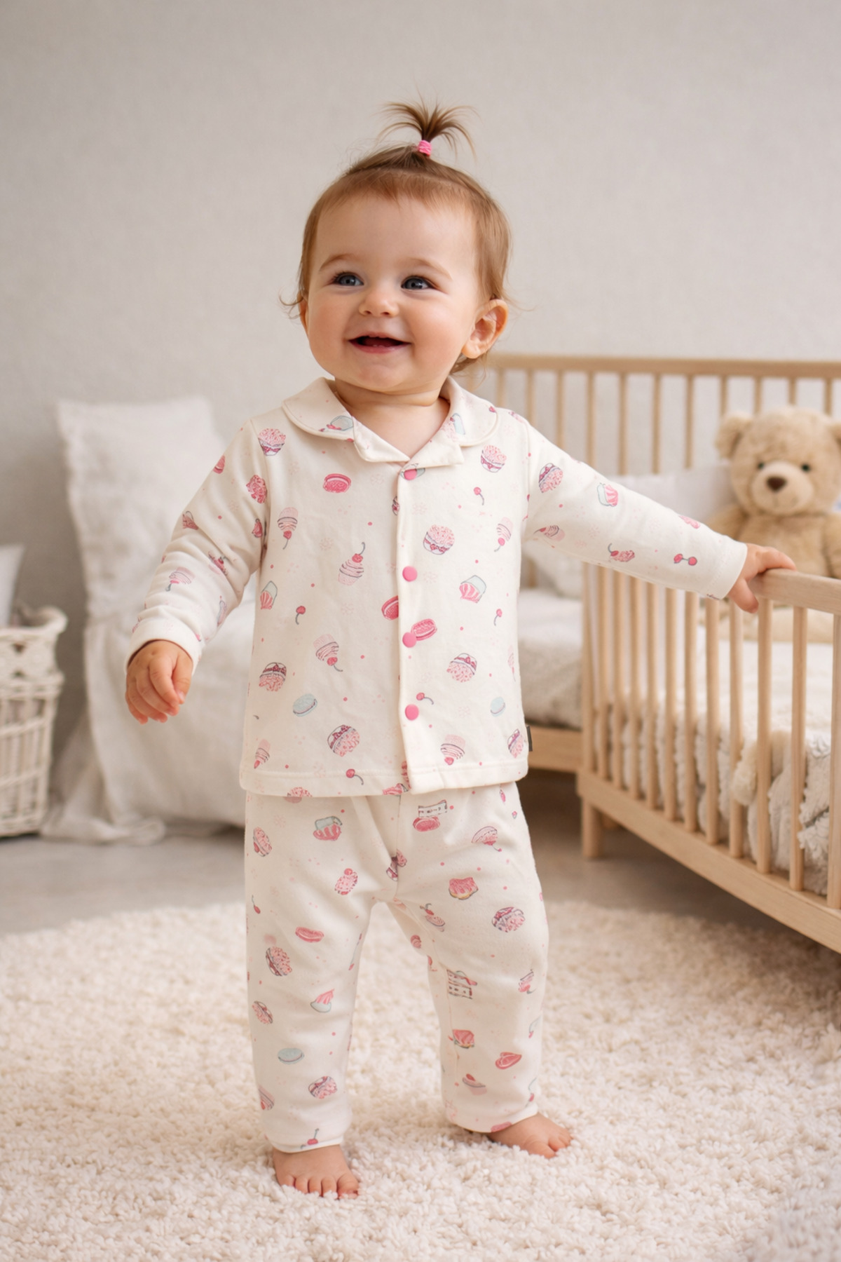 Mou&Kou 100% Cotton Baby Girl Pajamas – Snap Closure at Front, Soft and Comfortable