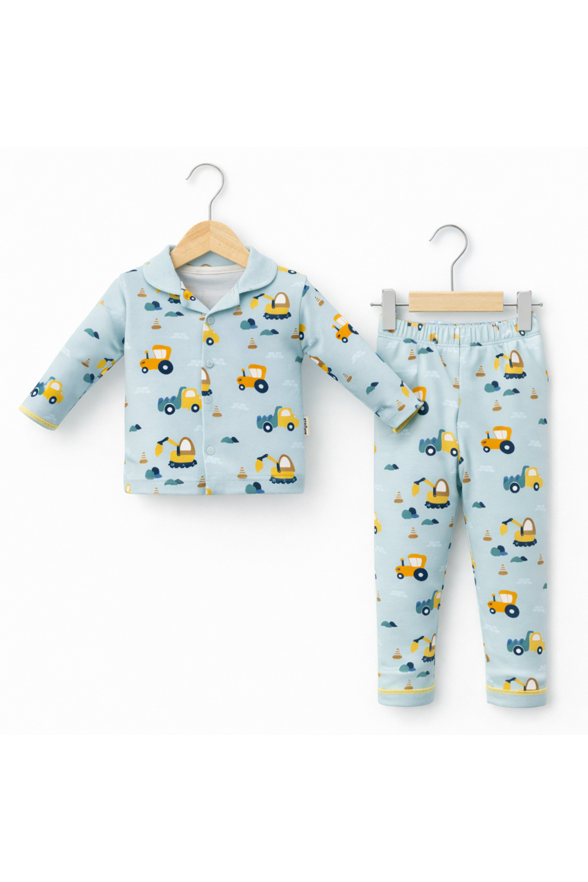 moukou Erkek Bebek Pijama Takımı %100 Pamuk Penye – Önden Çıtçıtlı Uzun Kollu Mevsimlik fotoğrafı 3 (önizleme)