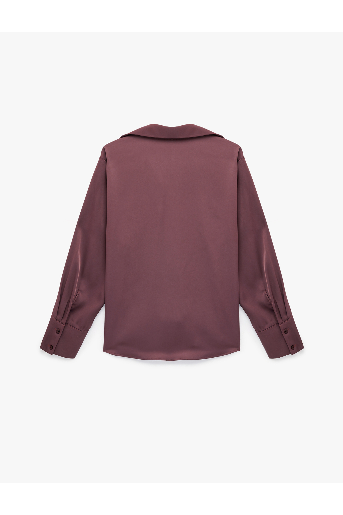 Koton  Klasik Yaka Uzun Kollu Rahat Kalıp Düğmeli Saten Gömlek - Görsel 4