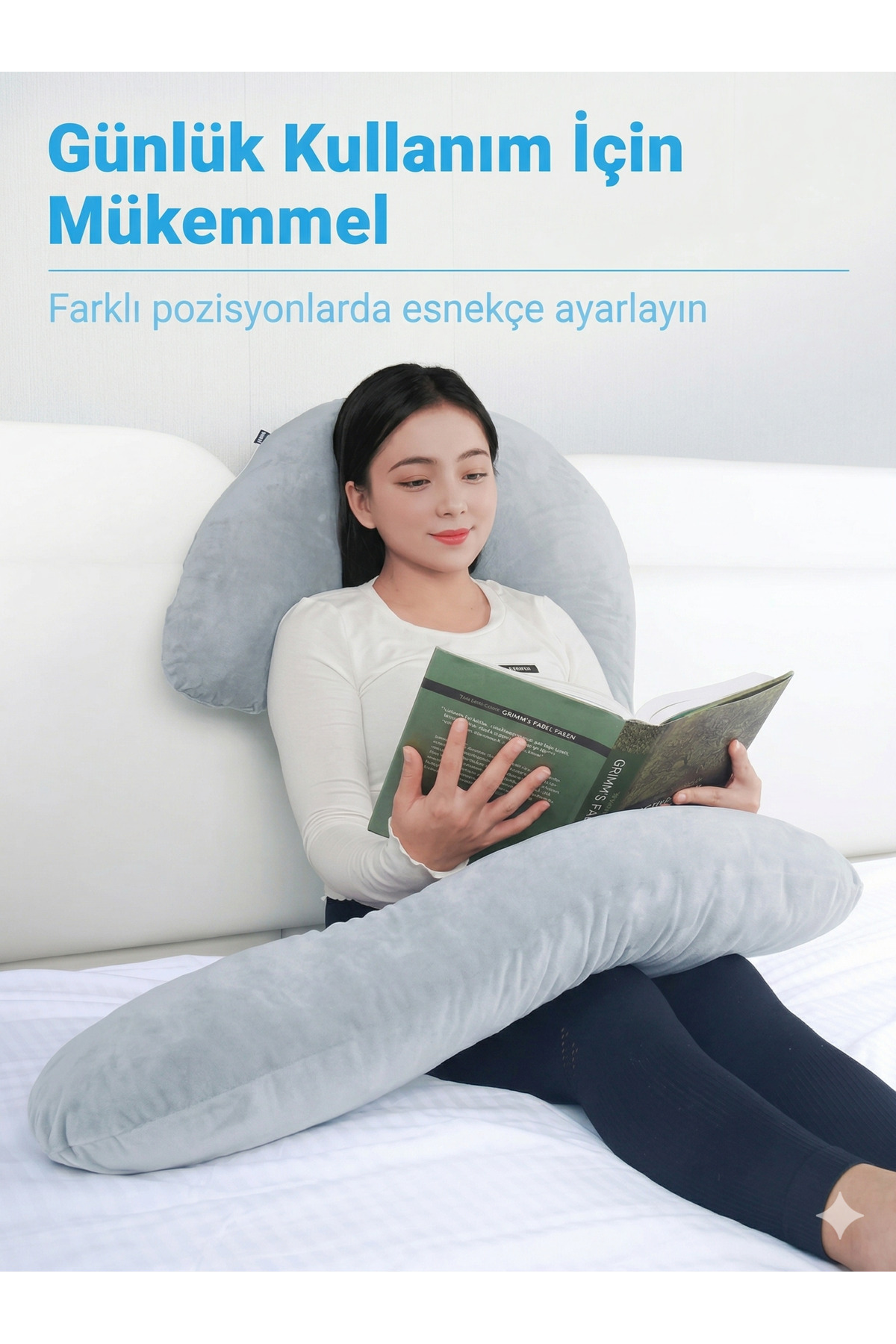 EKEPE Yan yatanlar için yastık, 170 cm hafızalı köpük, uzun hamilelik yastığı, gri fotoğrafı 6 (önizleme)
