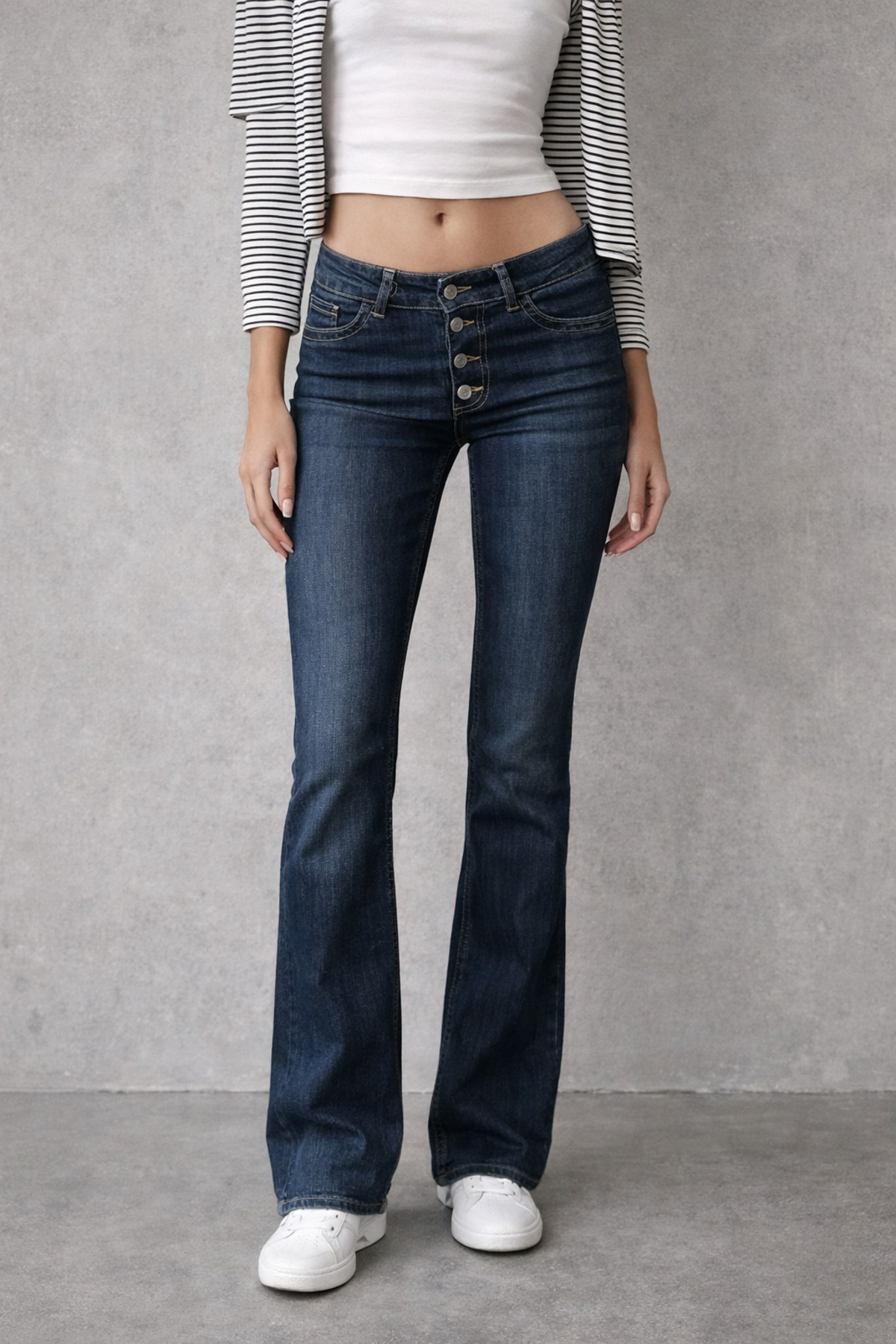 Messy Girls  Çoklu Düğme Detaylı Ara Bel Slim Fit Flared Jean - Görsel 6