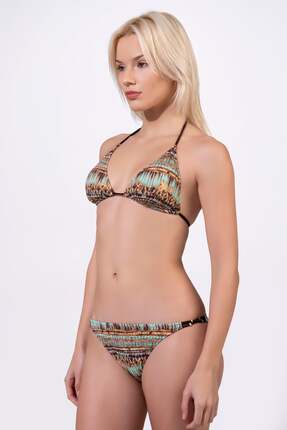 Endeep Kadın Aksesuarlı Üçgen Lurex Kumaş Bikini Takımı