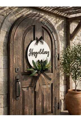 Prana Concept Zeytin Detaylı Beyaz Ahşap Hoş Geldiniz Kapı Süsü Duvar Dekoru ...