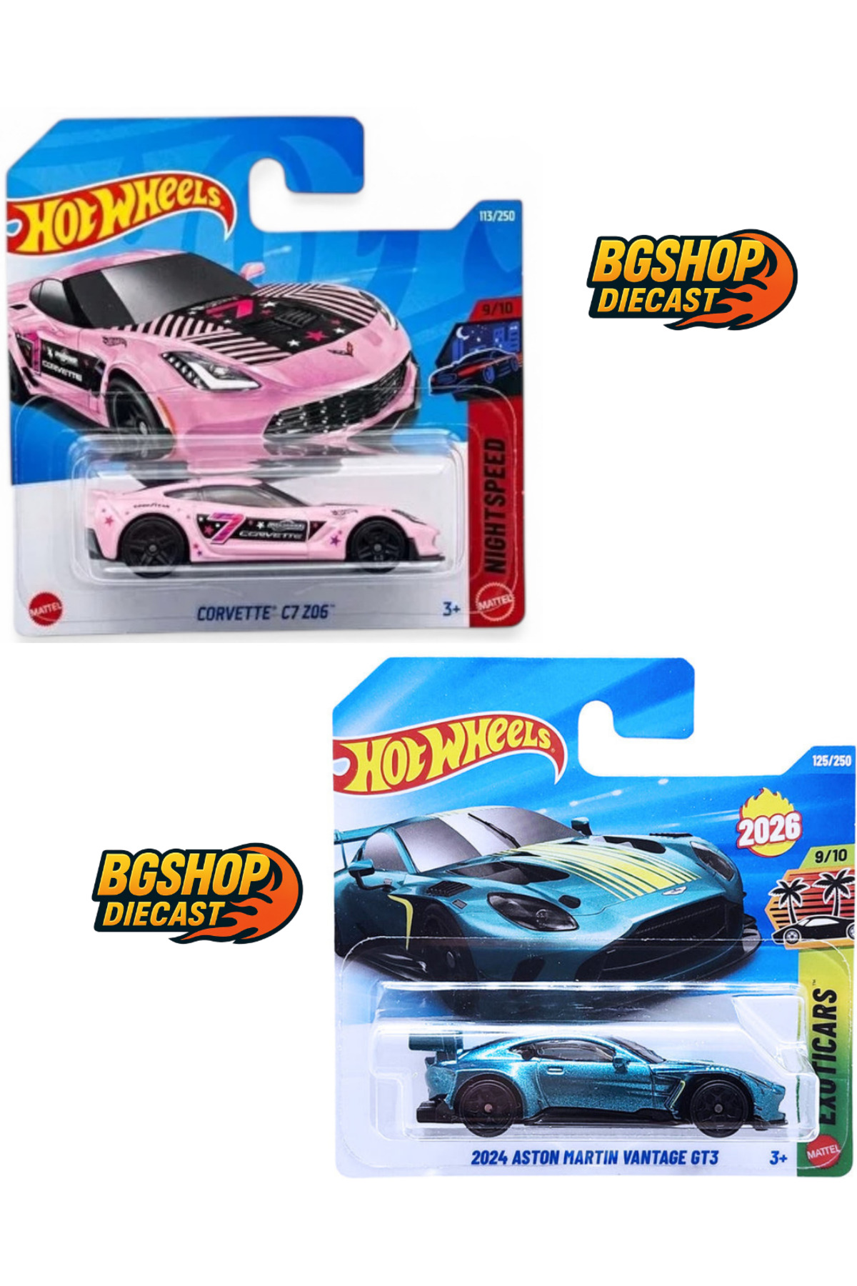 HOT WHEELS 2026 Case - CORVETTE C7 Z06 - 2024 Aston Martin Vantage